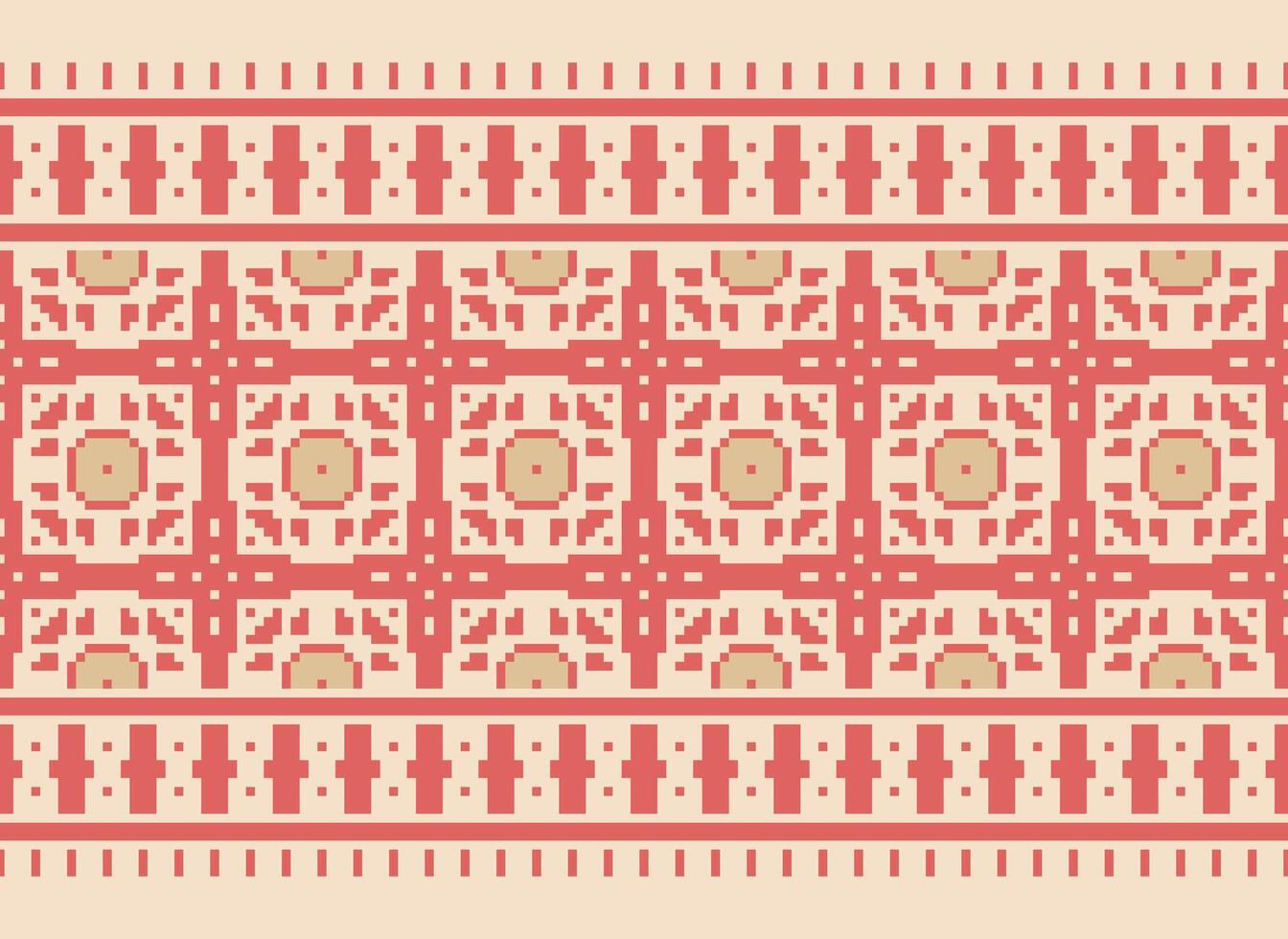 un floral píxel Arte modelo en gris fondo.geometrico étnico oriental bordado vector ilustración. píxel estilo, resumen fondo, cruzar puntada.diseño para textura, tela, paño, bufanda, impresión