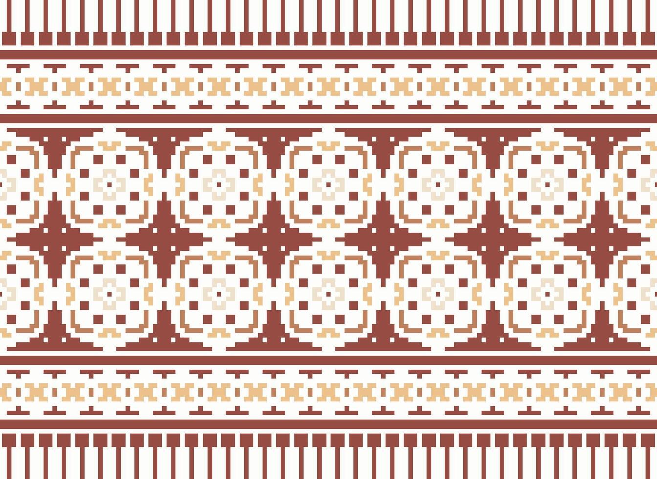 A Floral pixel art pattern on grey background.geometric ethnic oriental embroidery vector illustration. pixel style, abstract background, cross stitch.design for texture, fabric, cloth, scarf, print