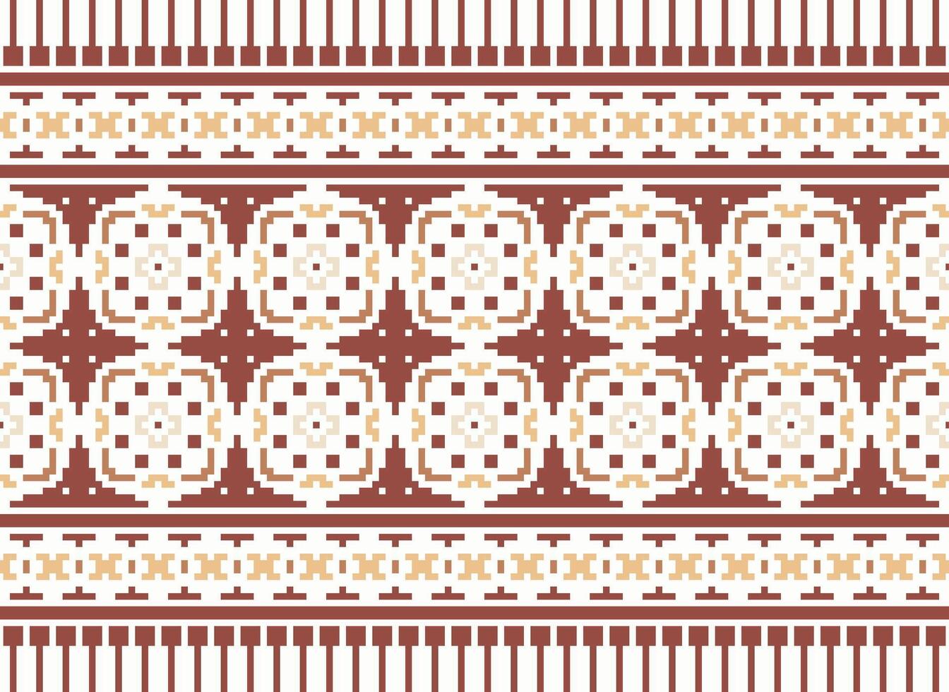 A Floral pixel art pattern on grey background.geometric ethnic oriental embroidery vector illustration. pixel style, abstract background, cross stitch.design for texture, fabric, cloth, scarf, print