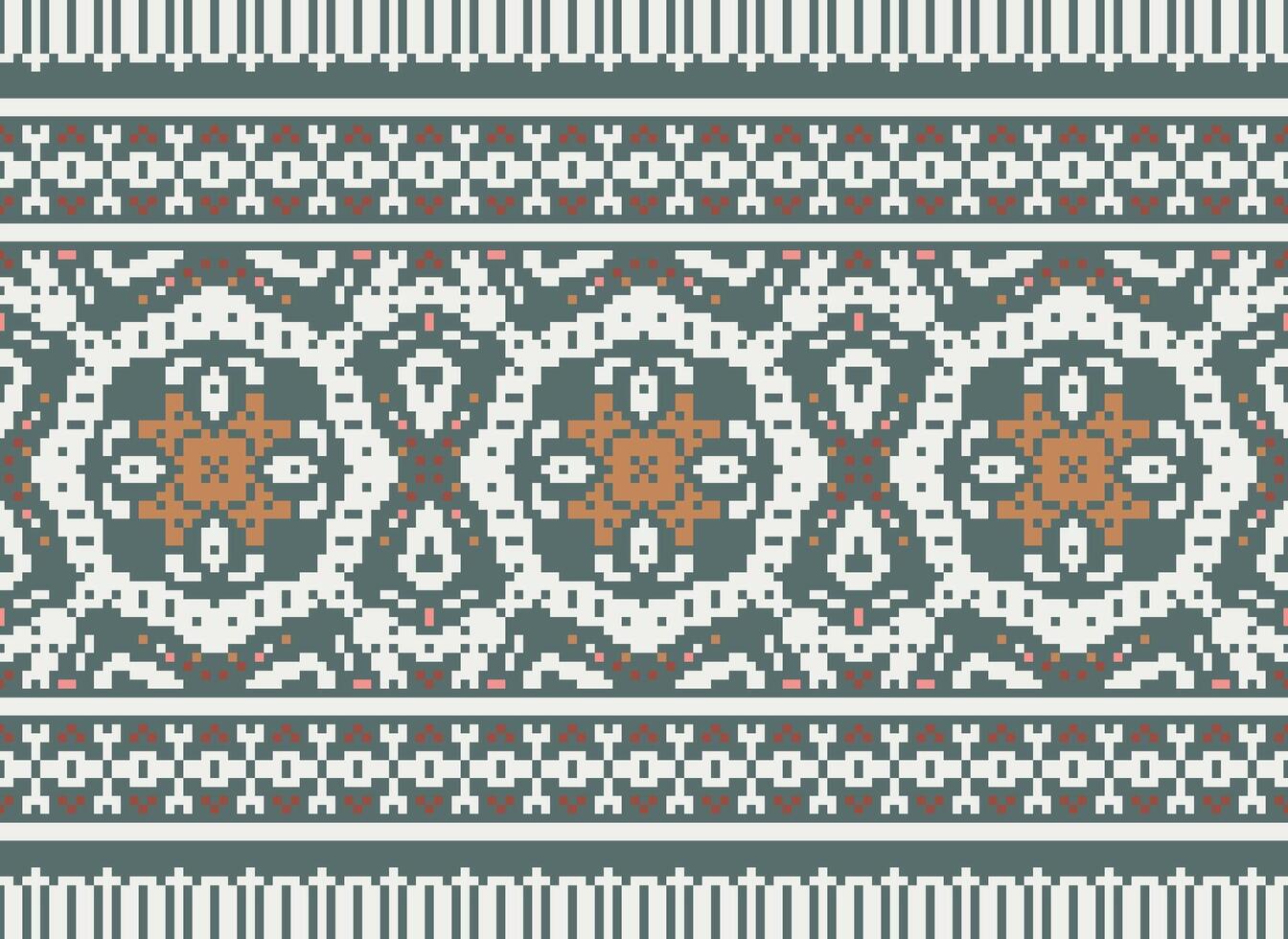 Pixel Ukrainian, Belarusian folk art vector seamless pattern in red and black, inpisred by traditional embroidery Vyshyvanka