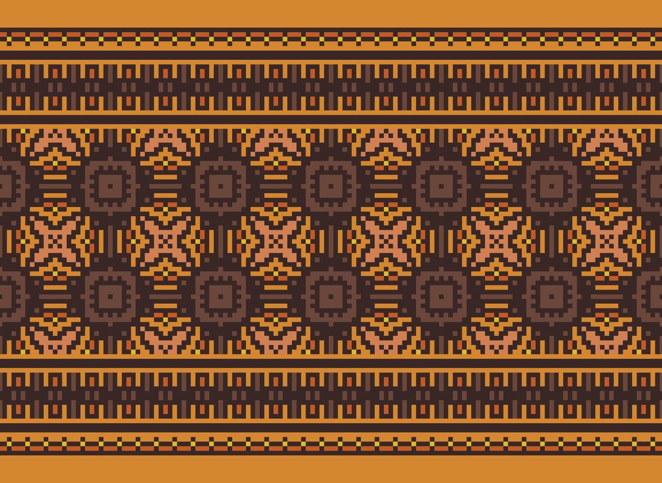 Pixel Cross Stitch pattern with Floral Designs. Traditional cross stitch needlework. Geometric Ethnic pattern, Embroidery, Textile ornamentation, fabric, Hand stitched pattern, pixel art. vector