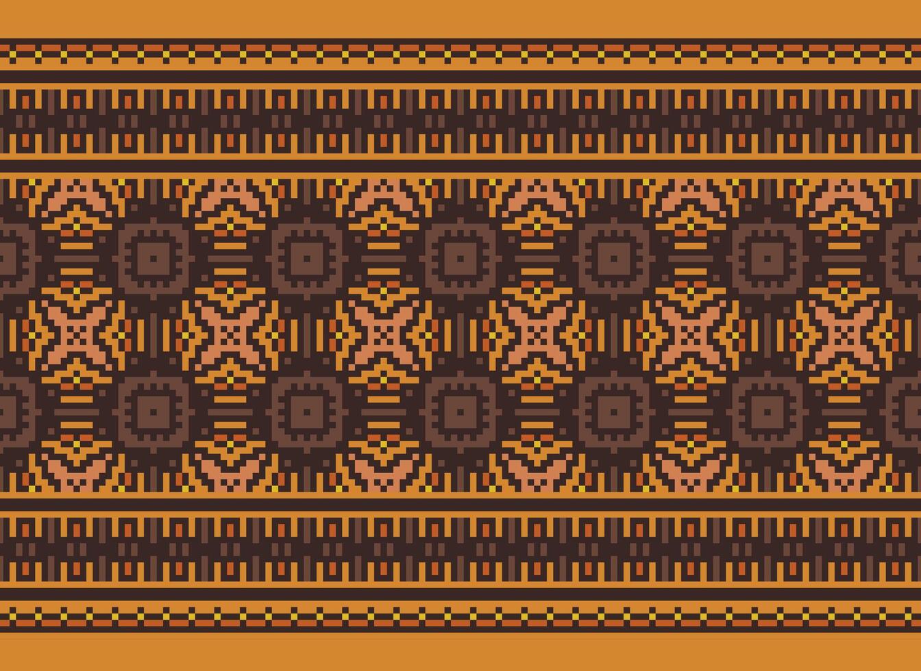 Pixel Cross Stitch pattern with Floral Designs. Traditional cross stitch needlework. Geometric Ethnic pattern, Embroidery, Textile ornamentation, fabric, Hand stitched pattern, pixel art. vector