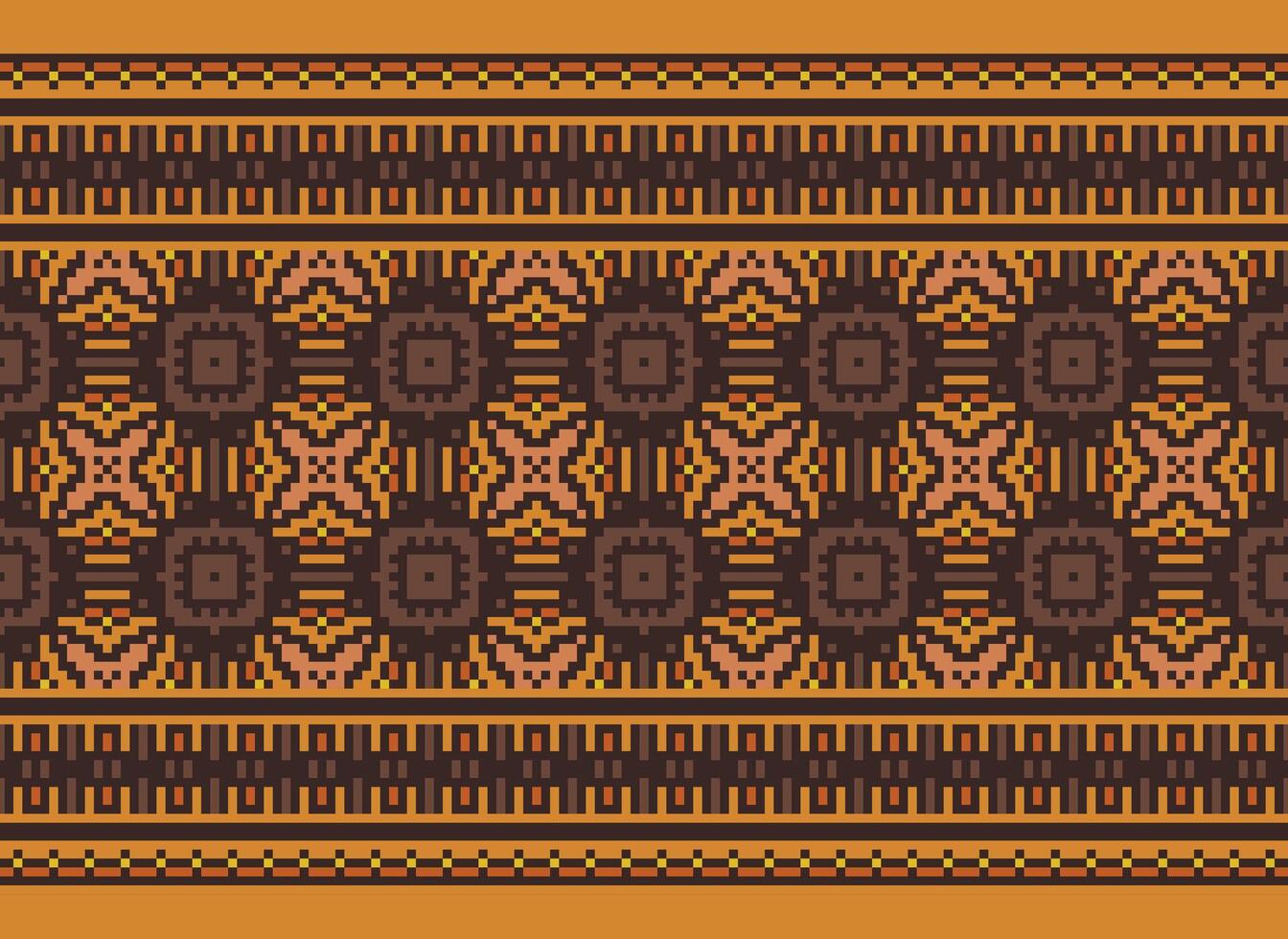 píxel cruzar puntada modelo con floral diseños tradicional cruzar puntada costura. geométrico étnico patrón, bordado, textil ornamentación, tela, mano cosido patrón, píxel Arte. vector