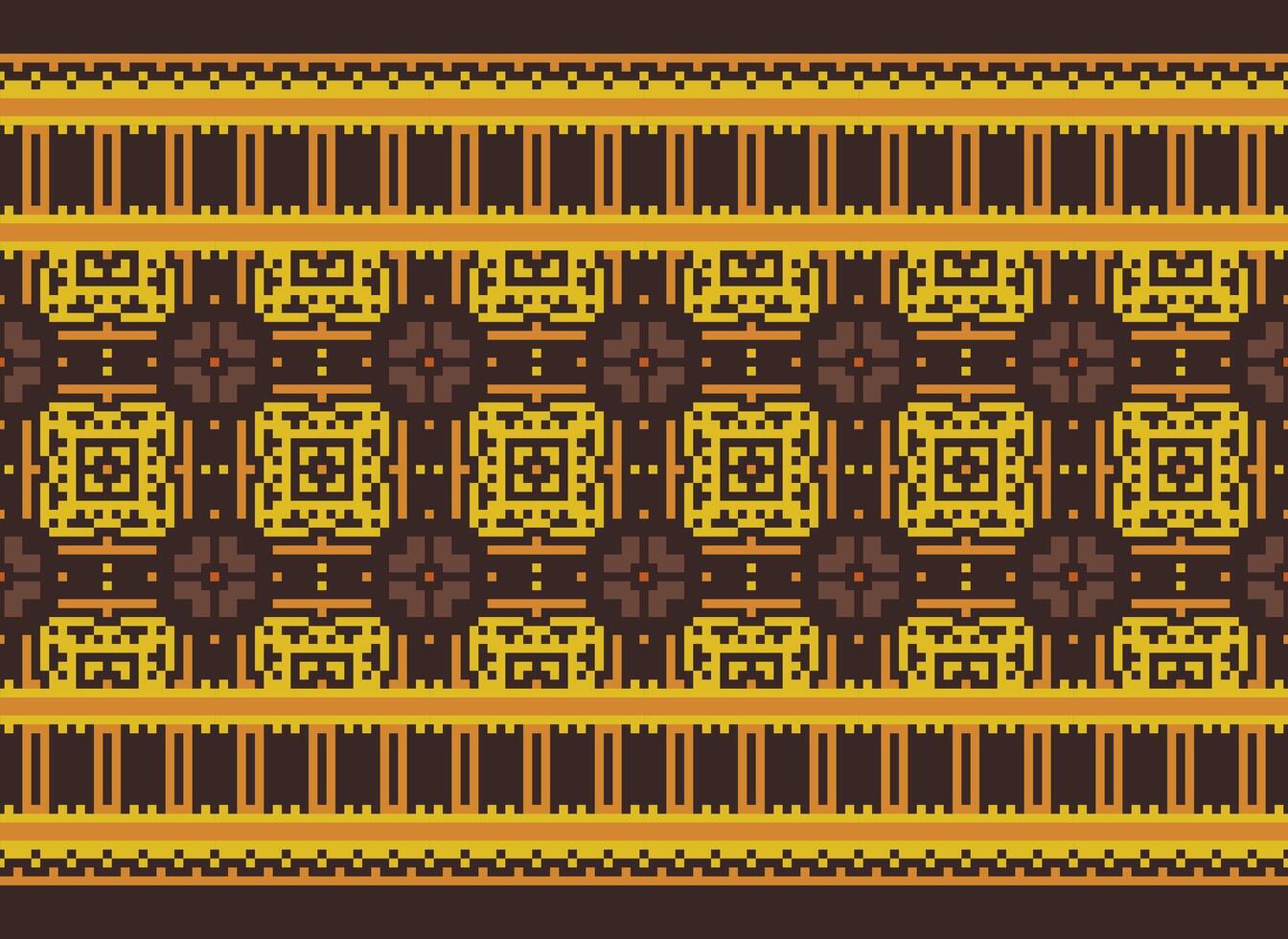 Pixel Cross Stitch pattern with Floral Designs. Traditional cross stitch needlework. Geometric Ethnic pattern, Embroidery, Textile ornamentation, fabric, Hand stitched pattern, pixel art. vector