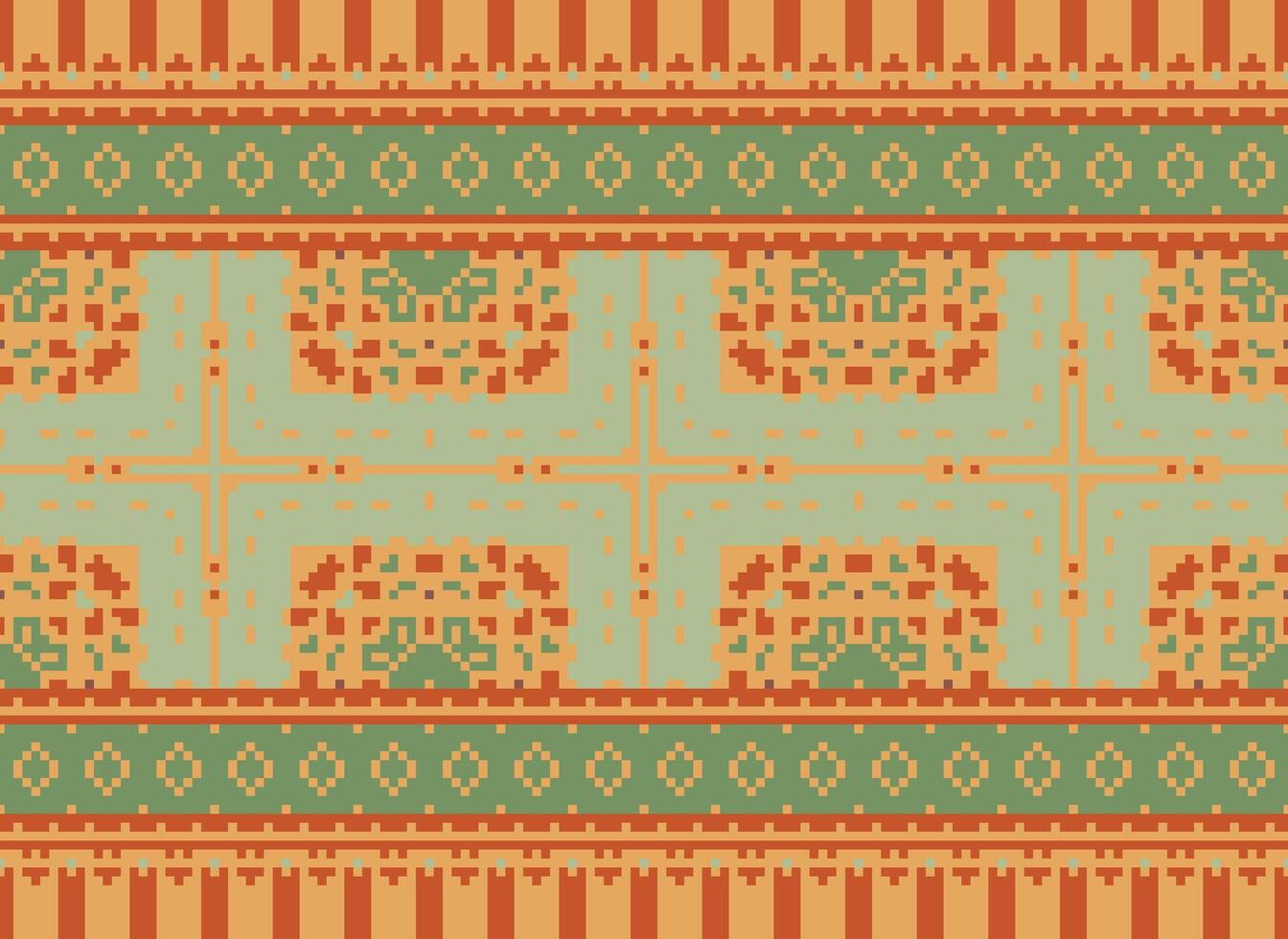 Ethnic geometric fabric pattern Cross Stitch.Ikat embroidery Ethnic oriental Pixel pattern blue background. Abstract,vector,illustration. Texture,clothing,frame,decoration,motifs,silk wallpaper. vector