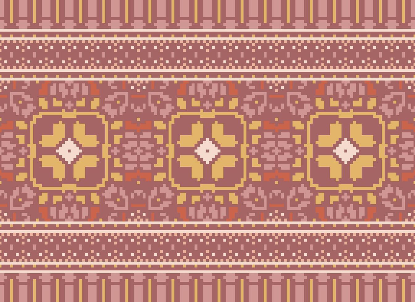 píxel étnico modelo vector antecedentes. sin costura modelo tradicional, diseño para fondo, fondo de pantalla, batik, tela, alfombra, ropa, envase, y textil.étnico modelo vector ilustración.