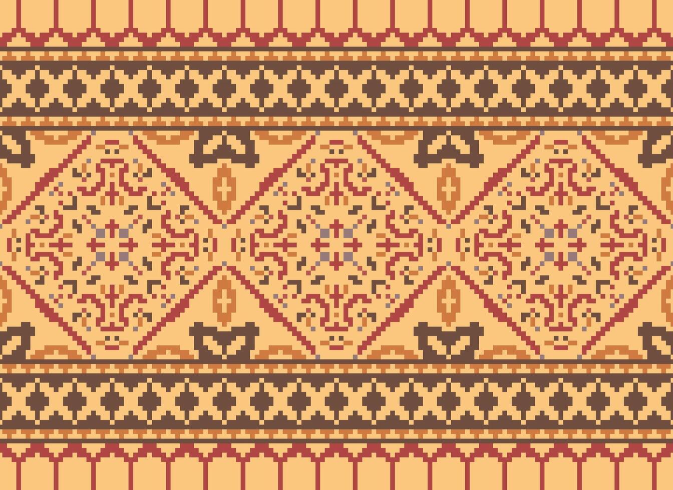 Ethnic geometric fabric pattern Cross Stitch.Ikat embroidery Ethnic oriental Pixel pattern blue background. Abstract,vector,illustration. Texture,clothing,frame,decoration,motifs,silk wallpaper. vector