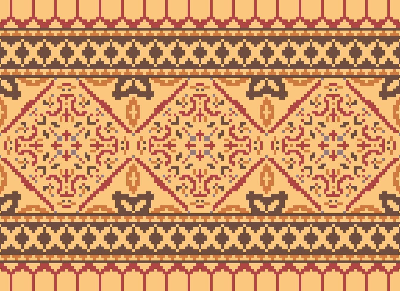 Ethnic geometric fabric pattern Cross Stitch.Ikat embroidery Ethnic oriental Pixel pattern blue background. Abstract,vector,illustration. Texture,clothing,frame,decoration,motifs,silk wallpaper. vector