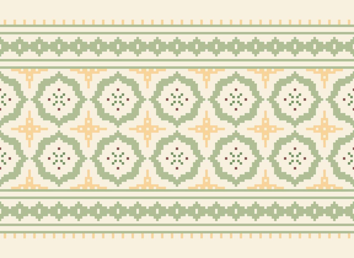 A Floral pixel art pattern on grey background.geometric ethnic oriental embroidery vector illustration. pixel style, abstract background, cross stitch.design for texture, fabric, cloth, scarf, print