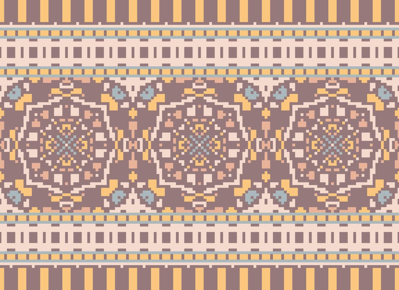 Ethnic geometric fabric pattern Cross Stitch.Ikat embroidery Ethnic oriental Pixel pattern blue background. Abstract,vector,illustration. Texture,clothing,frame,decoration,motifs,silk wallpaper. vector