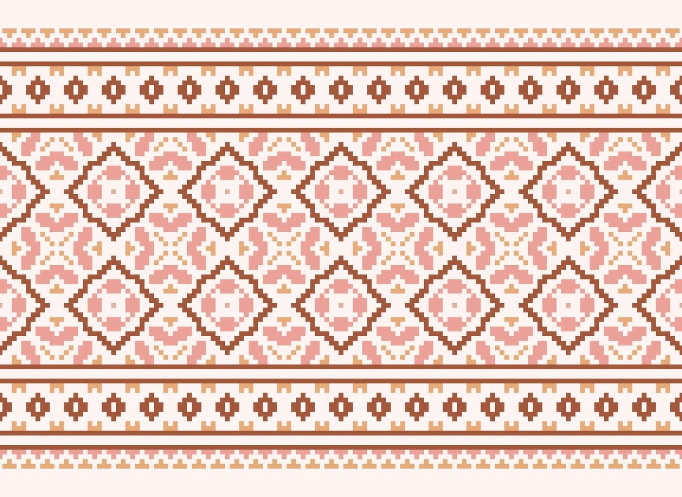 un floral píxel Arte modelo en gris fondo.geometrico étnico oriental bordado vector ilustración. píxel estilo, resumen fondo, cruzar puntada.diseño para textura, tela, paño, bufanda, impresión