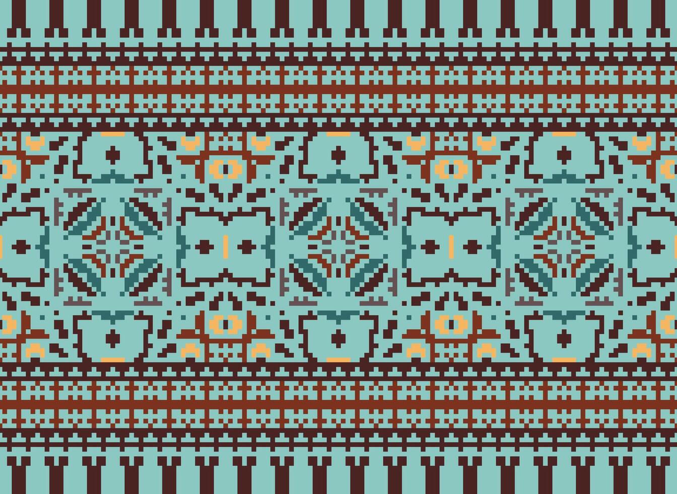 étnico geométrico tela modelo cruzar puntada.ikat bordado étnico oriental píxel modelo azul antecedentes. resumen, vector, ilustración. textura,ropa,marco,decoración,motivos,seda fondo de pantalla. vector