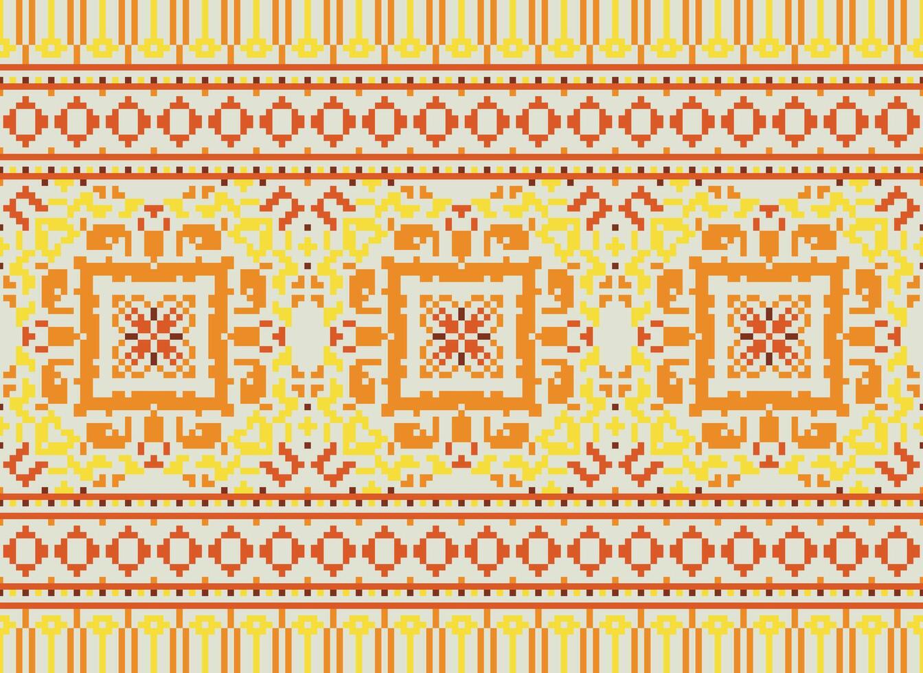Ethnic geometric fabric pattern Cross Stitch.Ikat embroidery Ethnic oriental Pixel pattern blue background. Abstract,vector,illustration. Texture,clothing,frame,decoration,motifs,silk wallpaper. vector