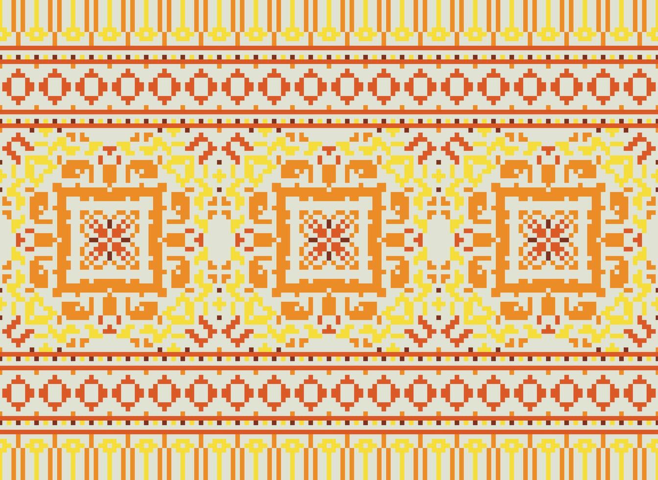 Ethnic geometric fabric pattern Cross Stitch.Ikat embroidery Ethnic oriental Pixel pattern blue background. Abstract,vector,illustration. Texture,clothing,frame,decoration,motifs,silk wallpaper. vector