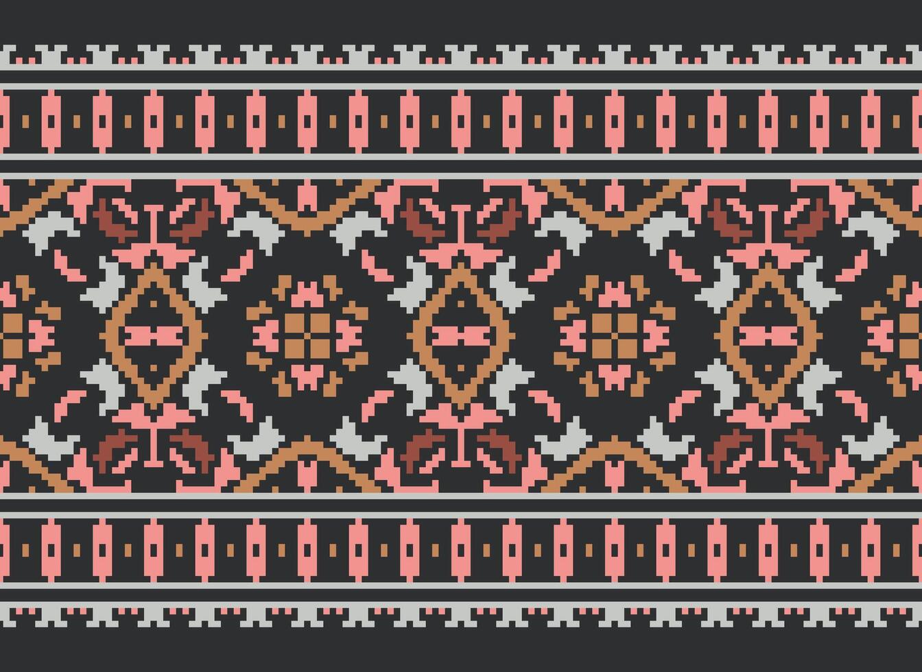 Pixel Ethnic pattern vector background. seamless pattern traditional, Design for background, wallpaper, Batik, fabric, carpet, clothing, wrapping, and textile.ethnic pattern Vector illustration.