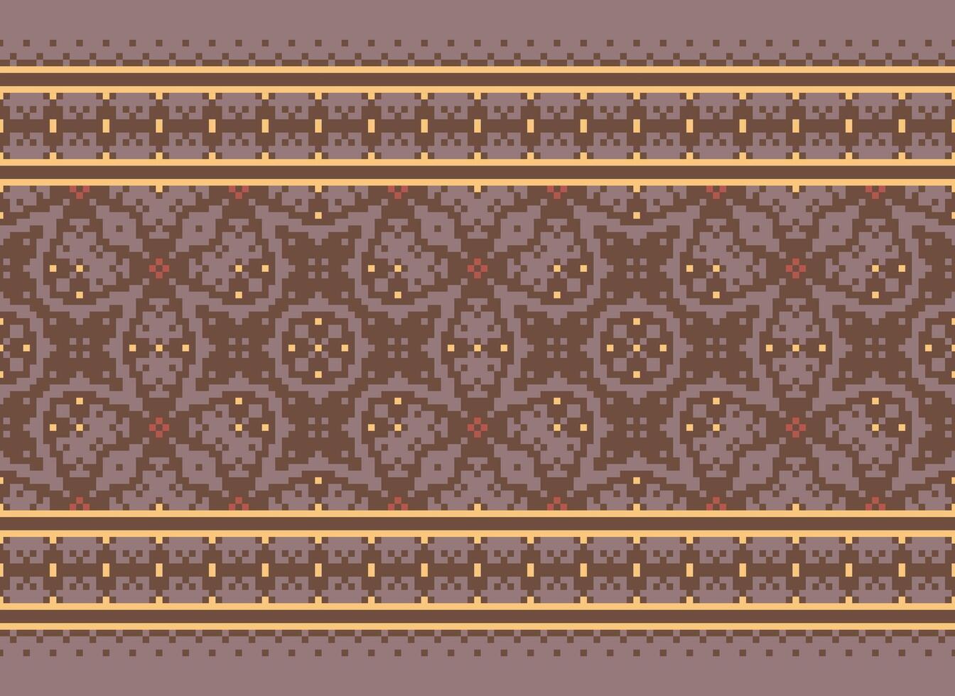Pixel Ethnic pattern vector background. seamless pattern traditional, Design for background, wallpaper, Batik, fabric, carpet, clothing, wrapping, and textile.ethnic pattern Vector illustration.