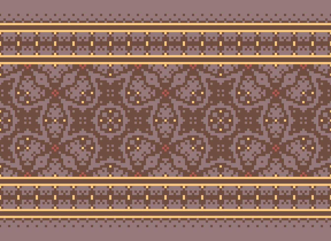 Pixel Ethnic pattern vector background. seamless pattern traditional, Design for background, wallpaper, Batik, fabric, carpet, clothing, wrapping, and textile.ethnic pattern Vector illustration.