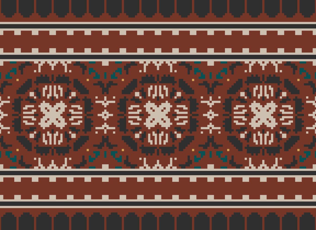 Ukrainian, Belarusian folk art vector seamless pattern in red and black, inpisred by traditional embroidery Vyshyvanka