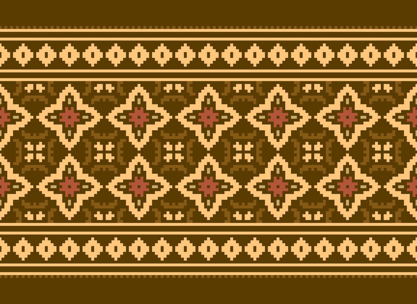 Cross Stitch pattern with Floral Designs. Traditional cross stitch needlework. Geometric Ethnic pattern, Embroidery, Textile ornamentation, fabric, Hand stitched pattern, Cultural stitching pixel art. vector