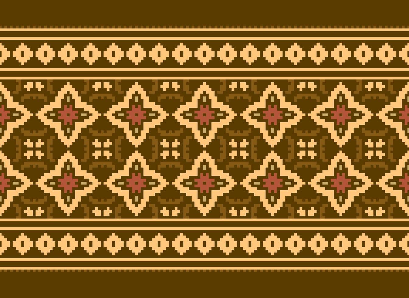 Cross Stitch pattern with Floral Designs. Traditional cross stitch needlework. Geometric Ethnic pattern, Embroidery, Textile ornamentation, fabric, Hand stitched pattern, Cultural stitching pixel art. vector