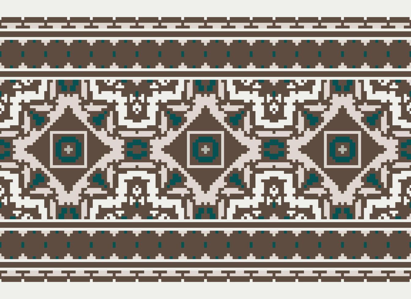Pixel traditional ethnic pattern paisley flower Ikat background abstract Aztec African Indonesian Indian seamless pattern for fabric print cloth dress carpet curtains and sarong vector