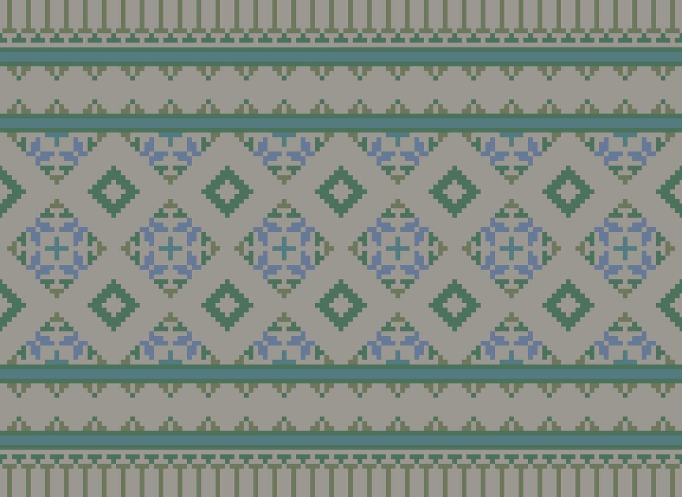 Pixel traditional ethnic pattern paisley flower Ikat background abstract Aztec African Indonesian Indian seamless pattern for fabric print cloth dress carpet curtains and sarong vector