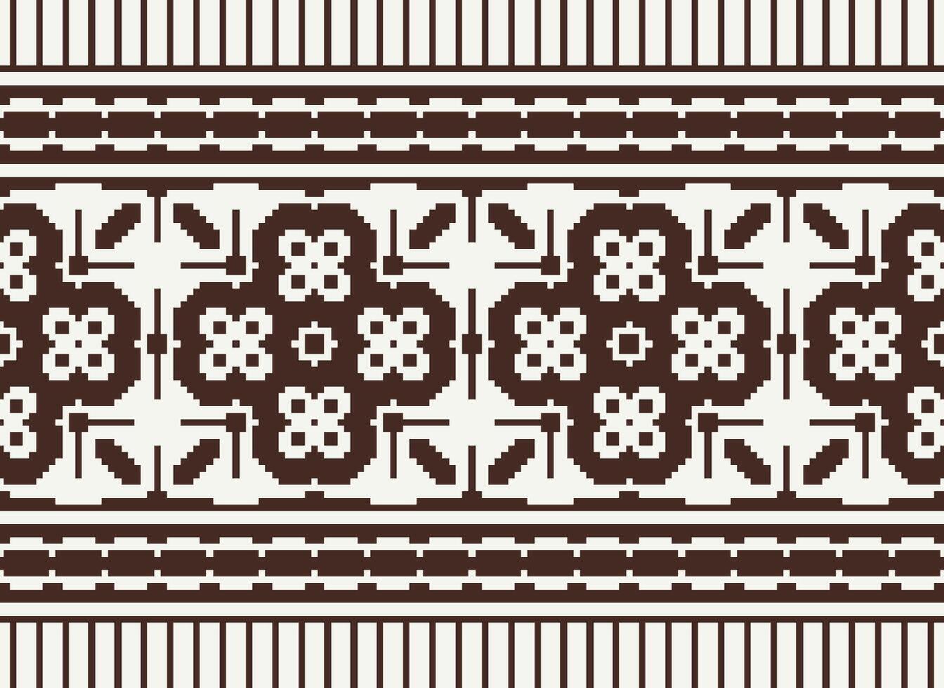 cruzar puntada modelo con floral diseños tradicional cruzar puntada costura. geométrico étnico patrón, bordado, textil ornamentación, tela, mano cosido patrón, cultural puntadas píxel Arte. vector