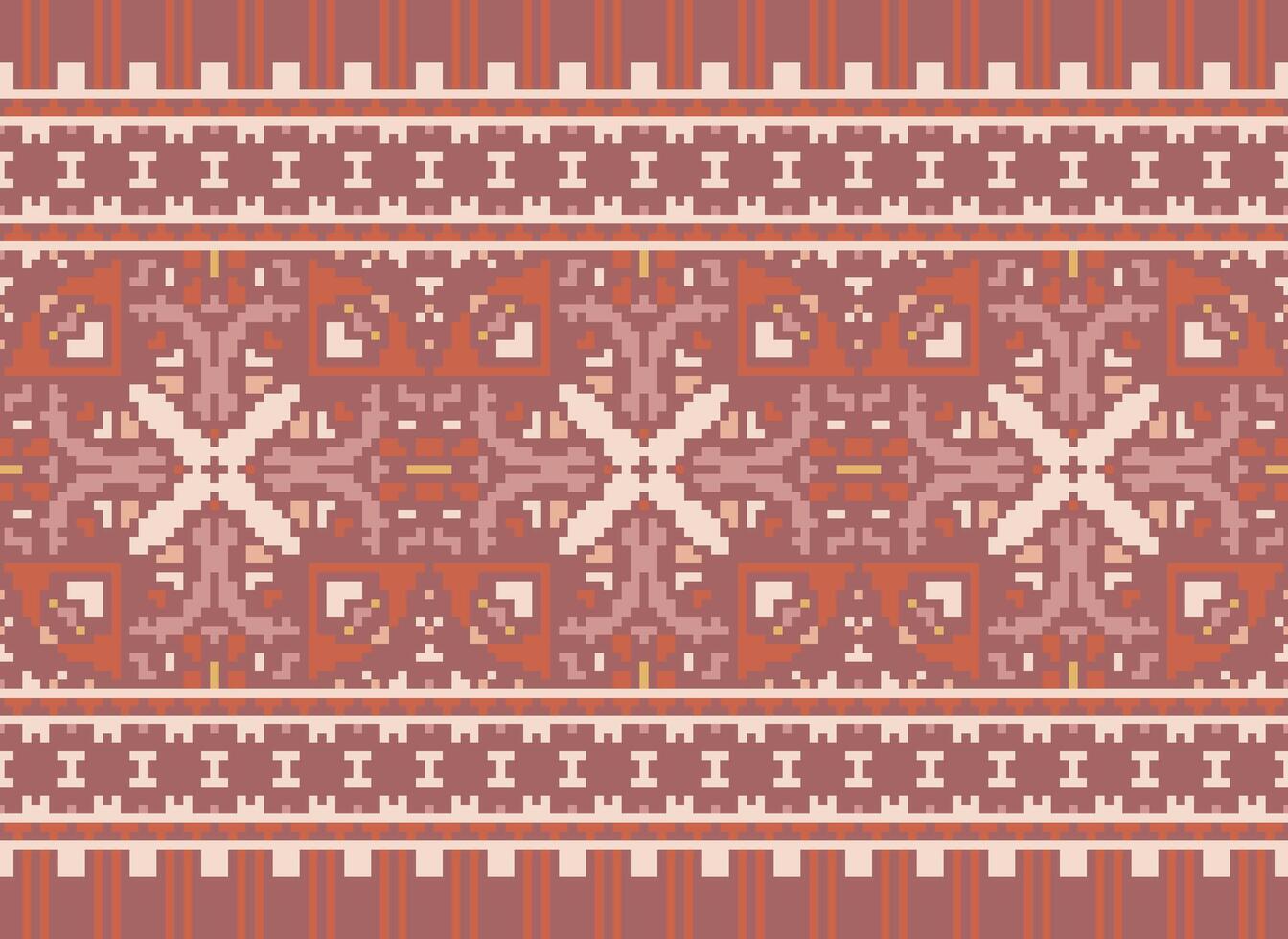 Pixel Ethnic pattern vector background. seamless pattern traditional, Design for background, wallpaper, Batik, fabric, carpet, clothing, wrapping, and textile.ethnic pattern Vector illustration.