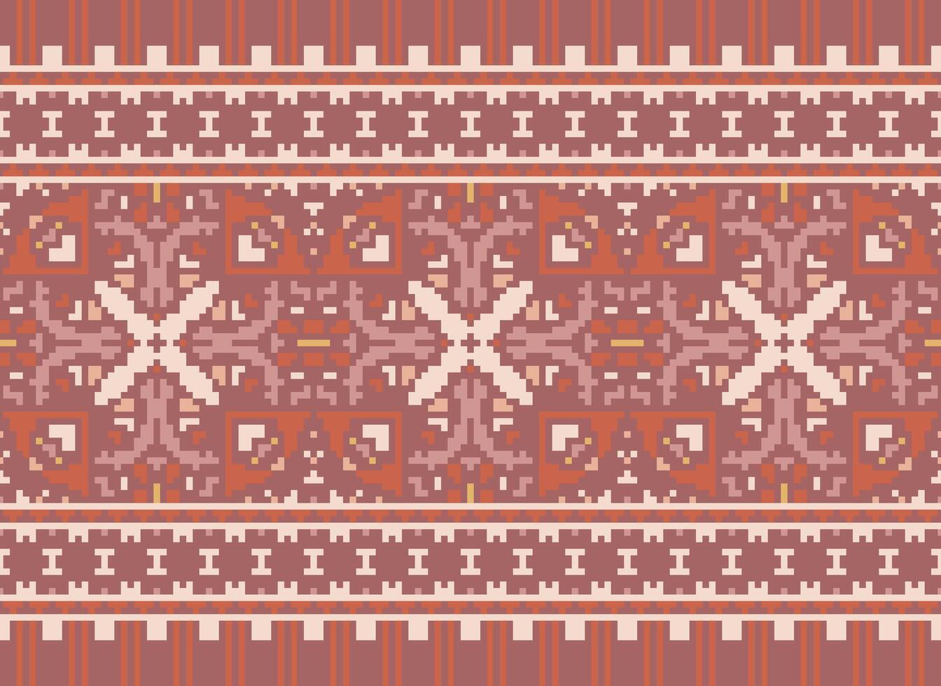 Pixel Ethnic pattern vector background. seamless pattern traditional, Design for background, wallpaper, Batik, fabric, carpet, clothing, wrapping, and textile.ethnic pattern Vector illustration.