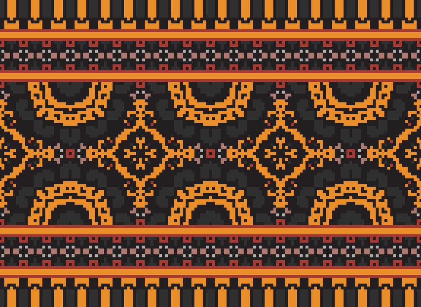 Pixel Embroidery ethnic pattern, Vector Geometric ornate background, Cross stitch retro zigzag style, pattern knitting continuous, Design for textile, fabric, ceramic, digital print