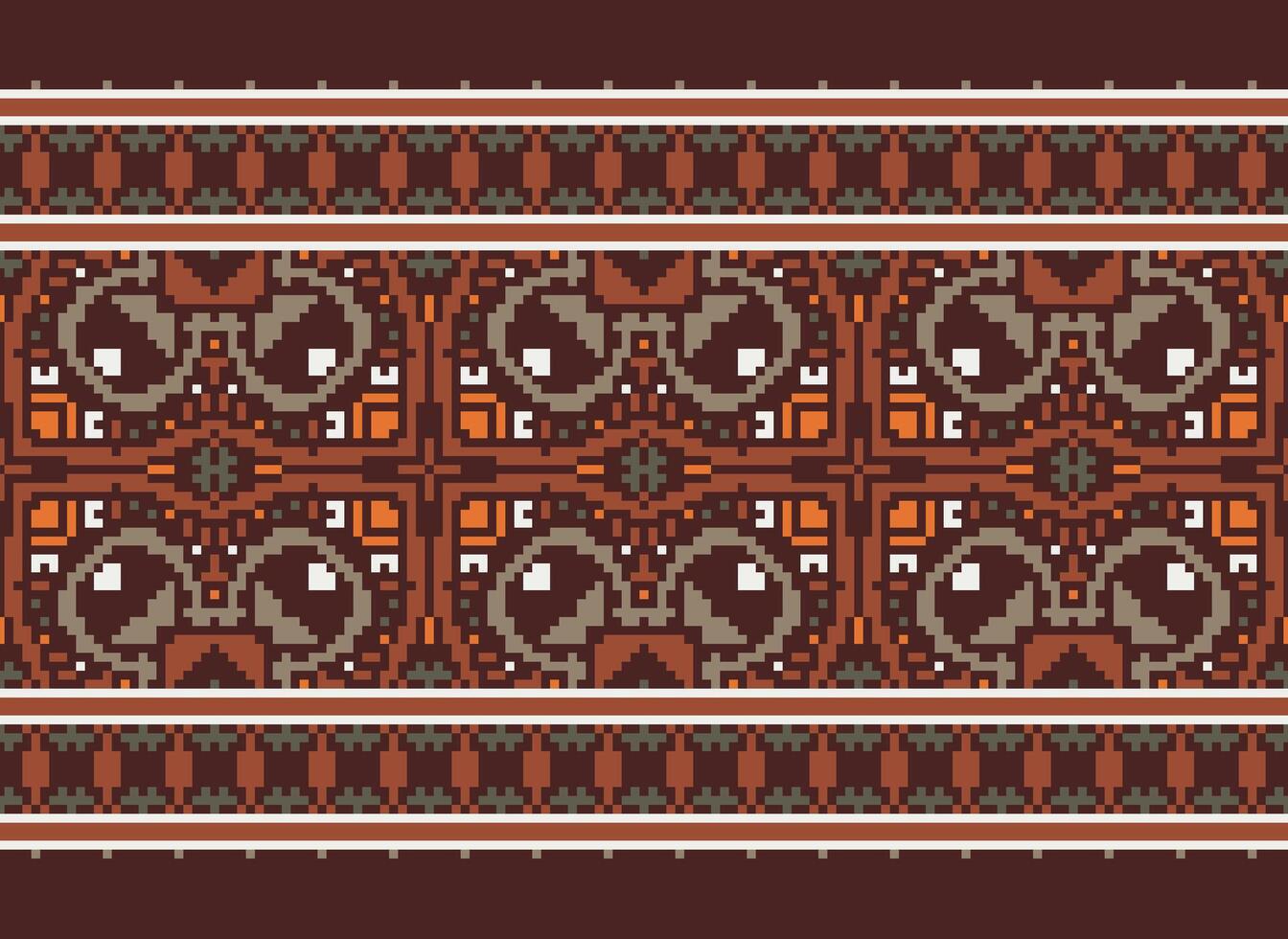 Pixel Ethnic pattern vector background. seamless pattern traditional, Design for background, wallpaper, Batik, fabric, carpet, clothing, wrapping, and textile.ethnic pattern Vector illustration.