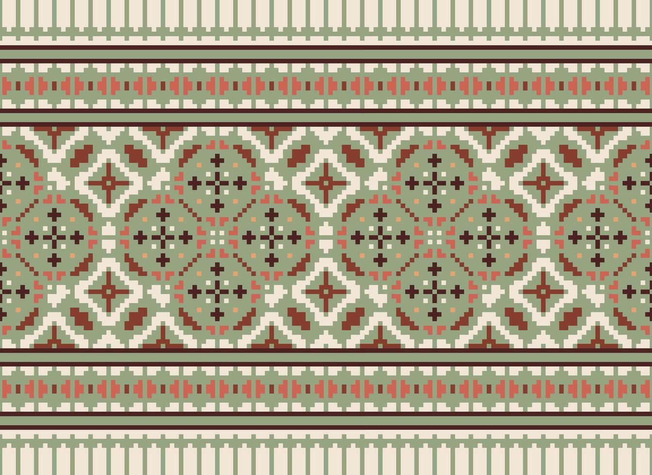 píxel étnico modelo vector antecedentes. sin costura modelo tradicional, diseño para fondo, fondo de pantalla, batik, tela, alfombra, ropa, envase, y textil.étnico modelo vector ilustración.