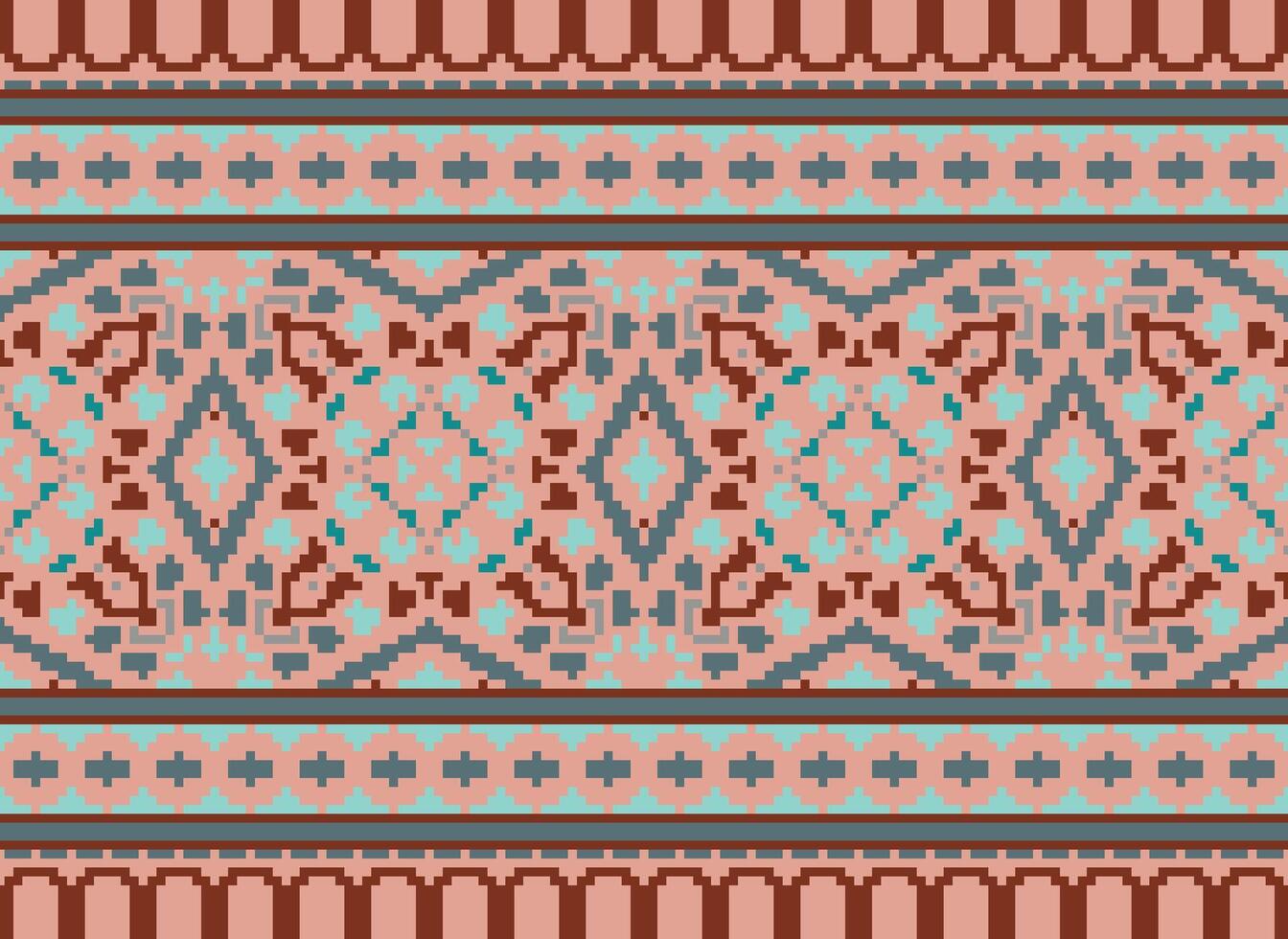 Pixel Ethnic pattern vector background. seamless pattern traditional, Design for background, wallpaper, Batik, fabric, carpet, clothing, wrapping, and textile.ethnic pattern Vector illustration.