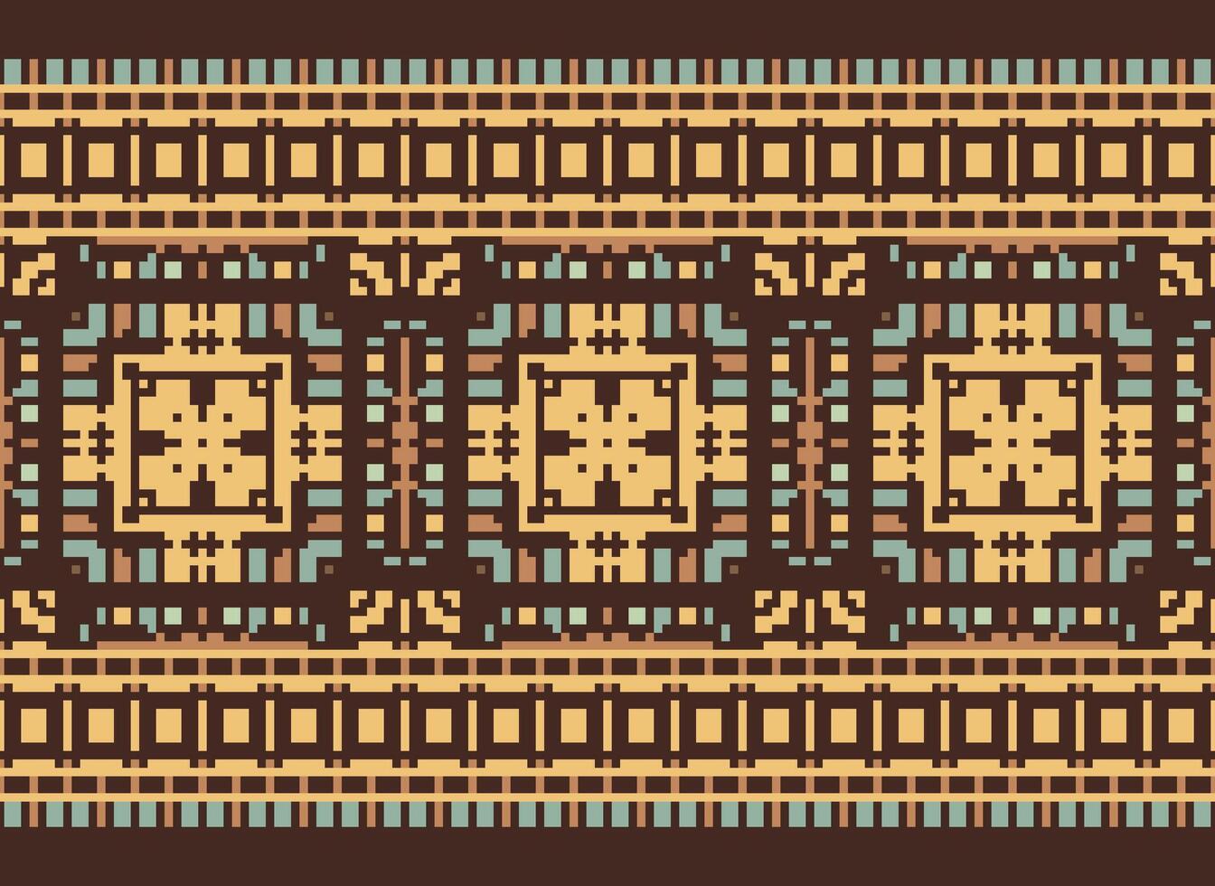 Ethnic geometric fabric pattern Cross Stitch.Ikat embroidery Ethnic oriental Pixel pattern blue background. Abstract,vector,illustration. Texture,clothing,frame,decoration,motifs,silk wallpaper. vector