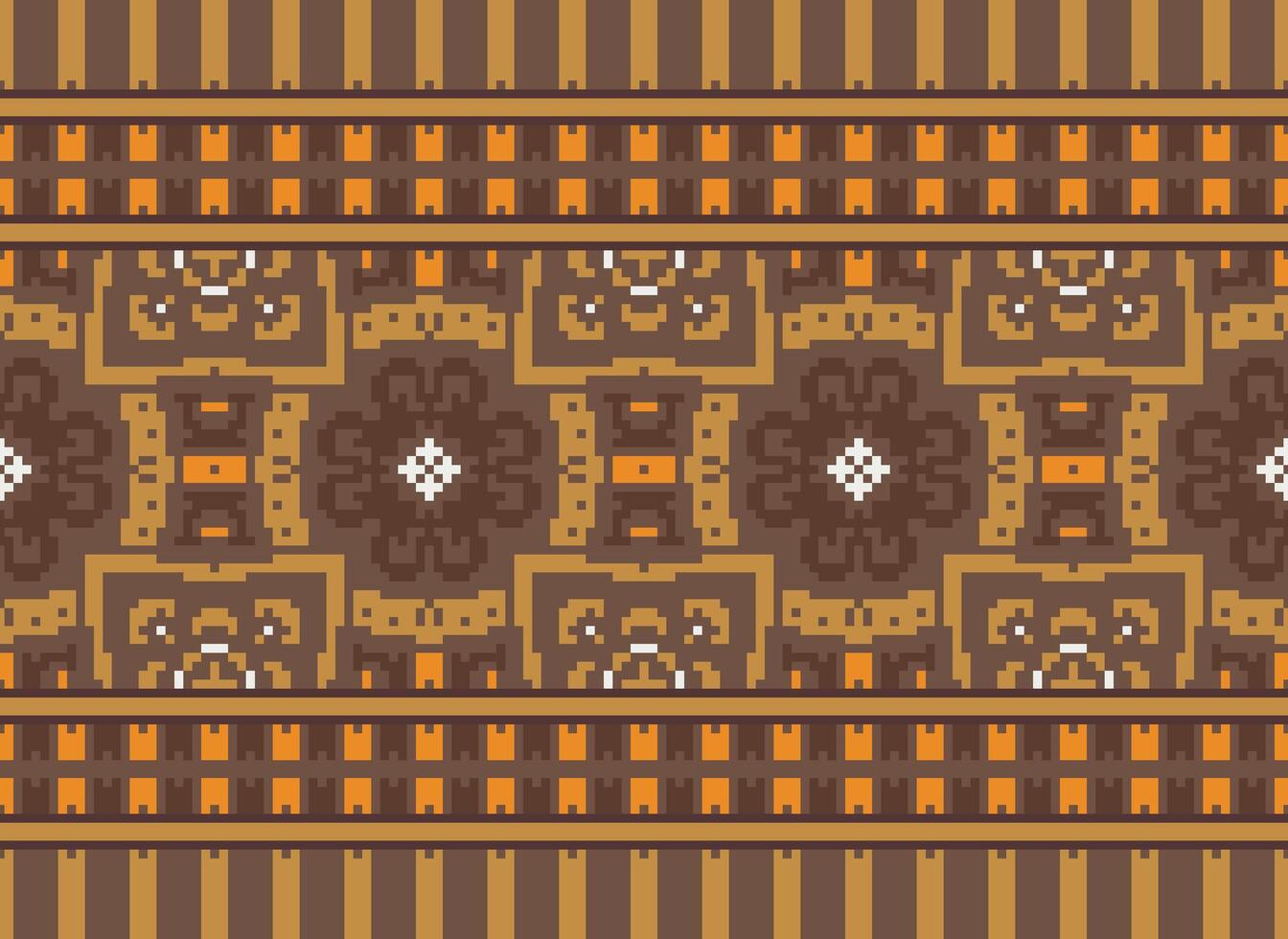 Pixel Embroidery ethnic pattern, Vector Geometric ornate background, Cross stitch retro zigzag style, pattern knitting continuous, Design for textile, fabric, ceramic, digital print