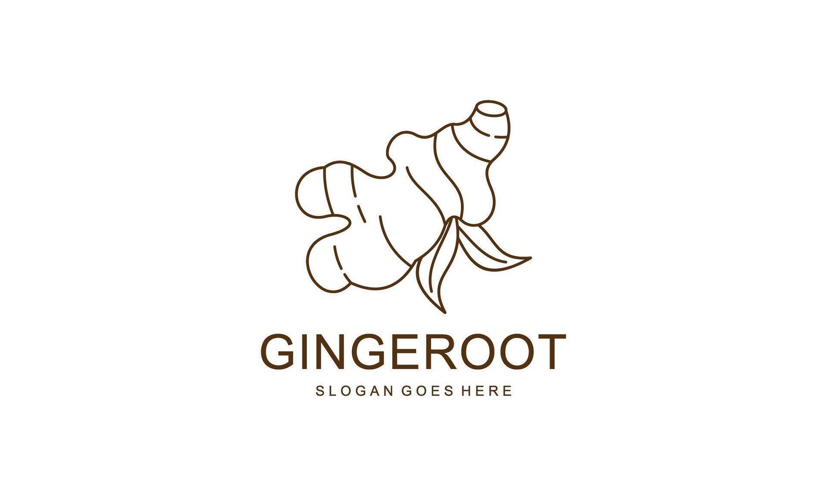 Ginger Root Logo Design. Herbal Spice Vector Isolated on White Background