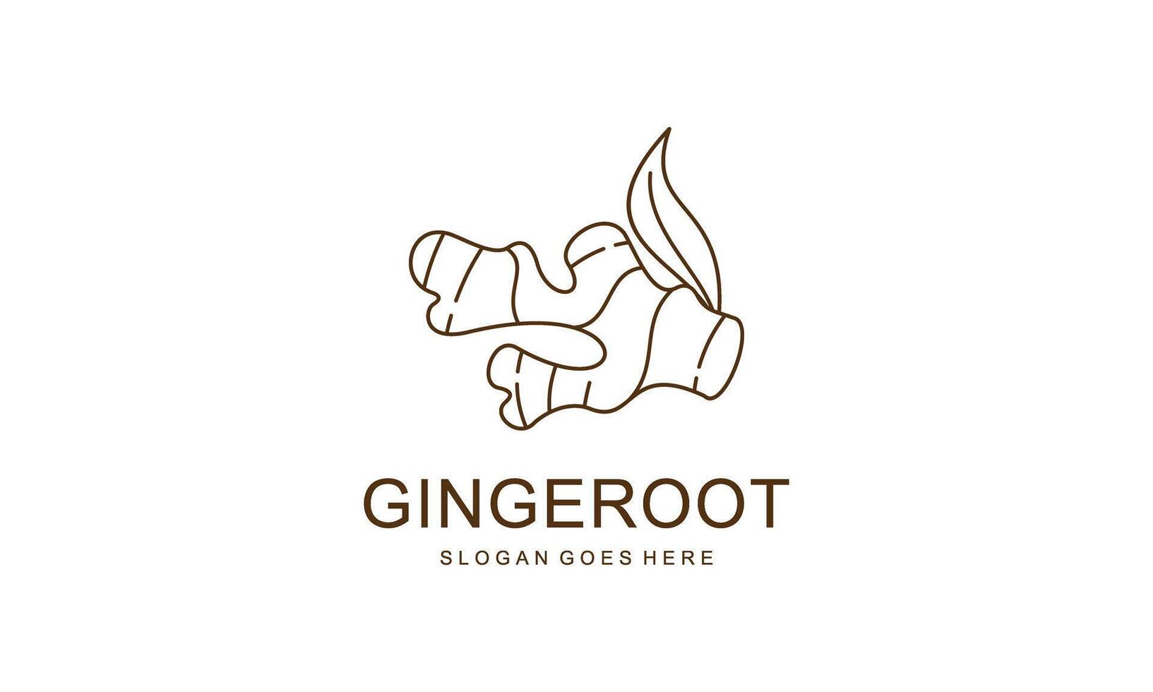 Ginger Root Logo Design. Herbal Spice Vector Isolated on White Background