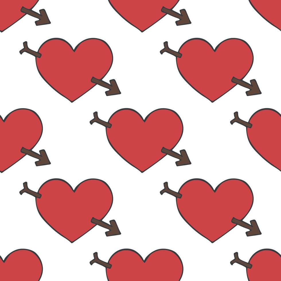 Seamless pattern with hand drawn heart doodle for decorative print, wrapping paper, greeting cards and fabric vector