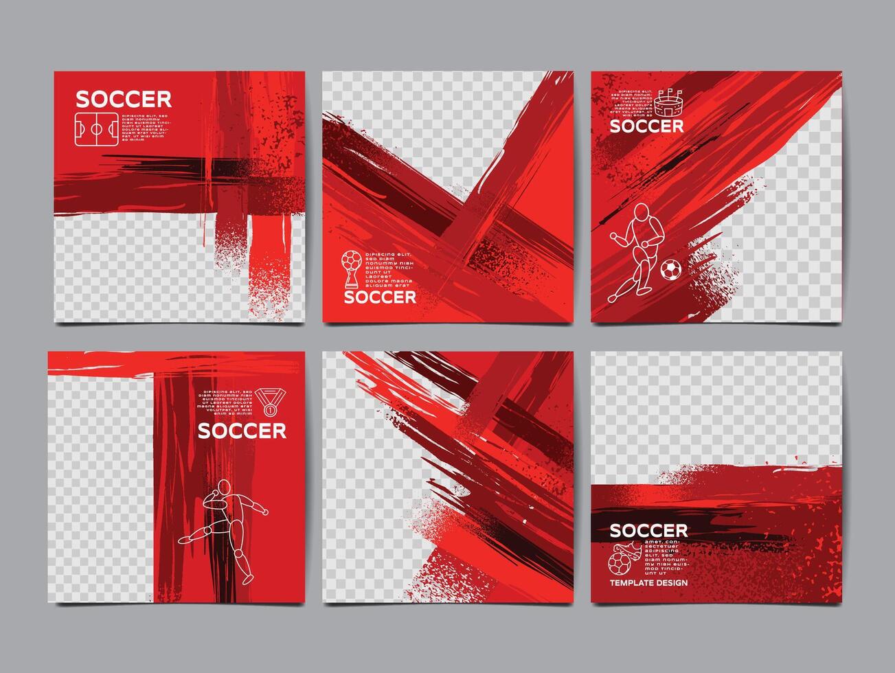 fútbol bannertemplate conjunto , fútbol americano bandera, cuadrado , deporte diseño diseño, vector ,social modelo
