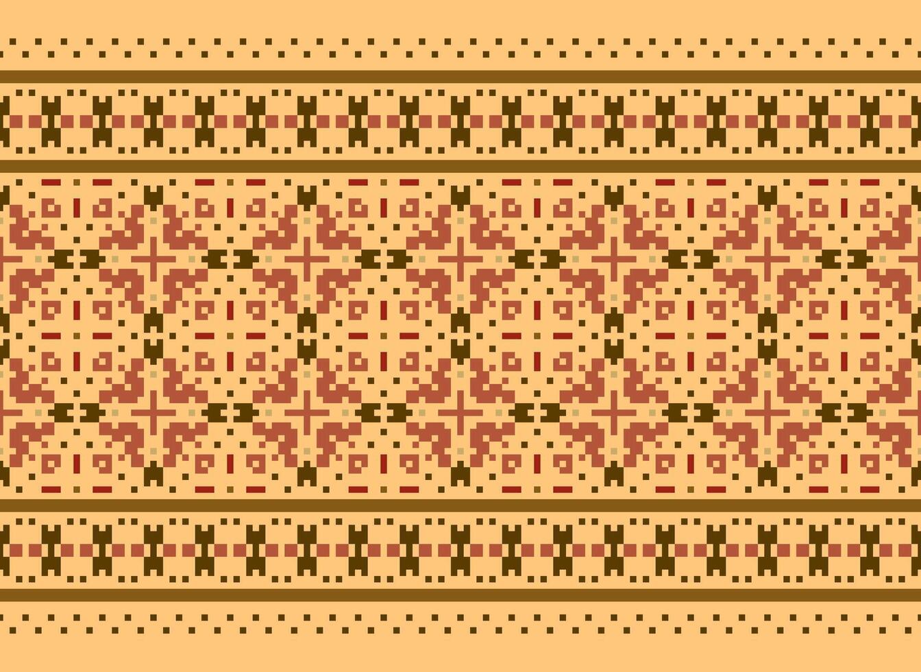 Cross Stitch pattern with Floral Designs. Traditional cross stitch needlework. Geometric Ethnic pattern, Embroidery, Textile ornamentation, fabric, Hand stitched pattern, Cultural stitching pixel art. vector