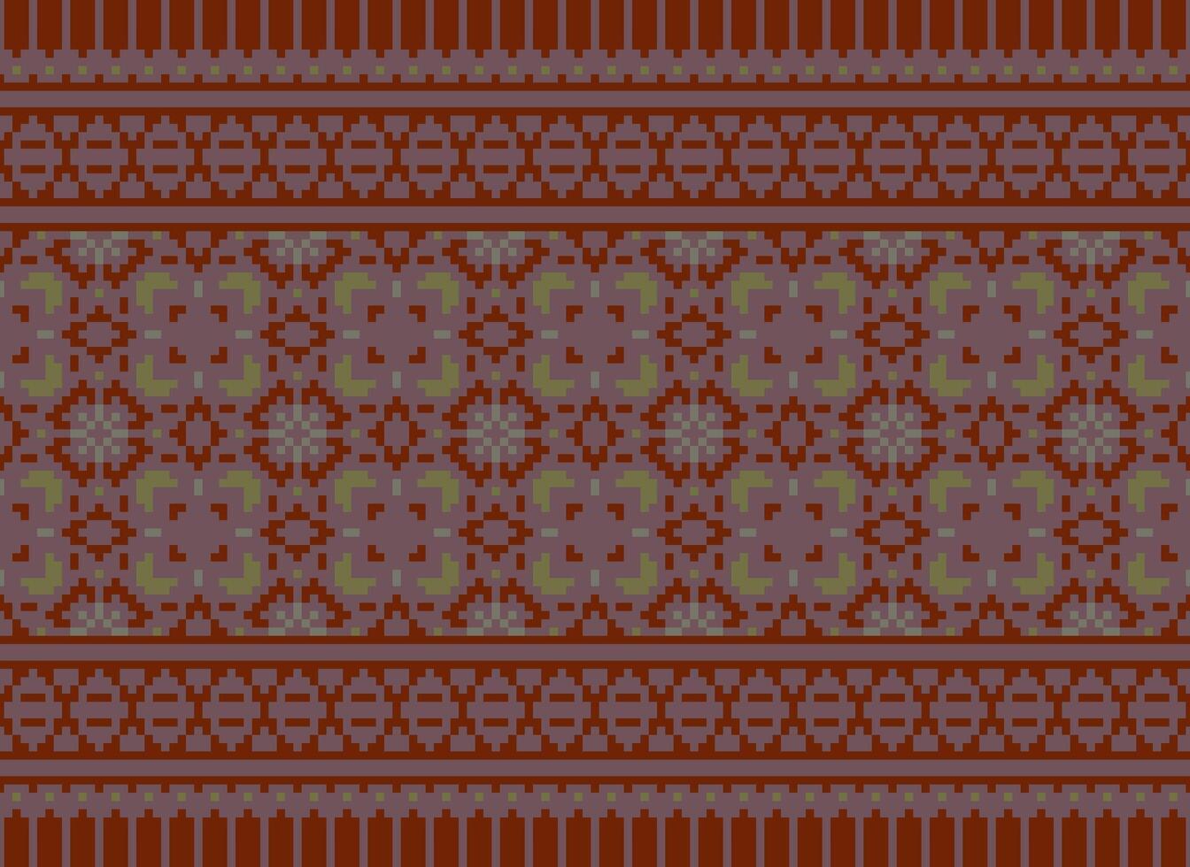 Cross Stitch pattern with Floral Designs. Traditional cross stitch needlework. Geometric Ethnic pattern, Embroidery, Textile ornamentation, fabric, Hand stitched pattern, Cultural stitching pixel art. vector