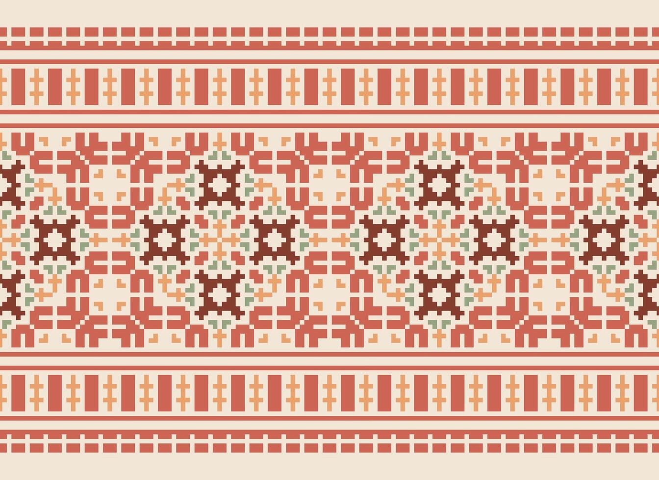 Geometric patterns of modern stylish texture. Borders in the form of a pixel ornament for embroidery, ceramic tiles and textile interior design elements. Seamless illustration vector