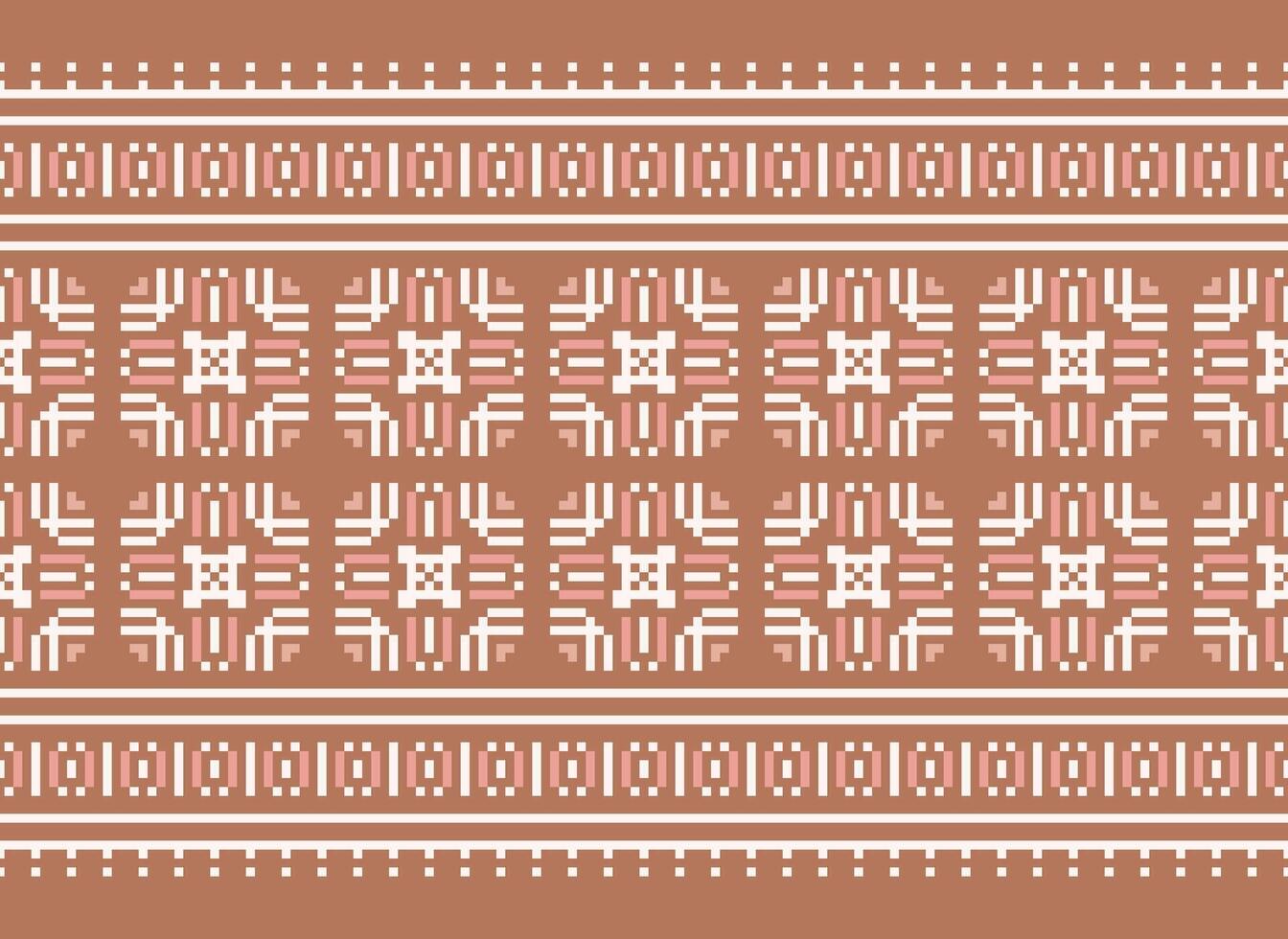 A Floral pixel art pattern on grey background.geometric ethnic oriental embroidery vector illustration. pixel style, abstract background, cross stitch.design for texture, fabric, cloth, scarf, print