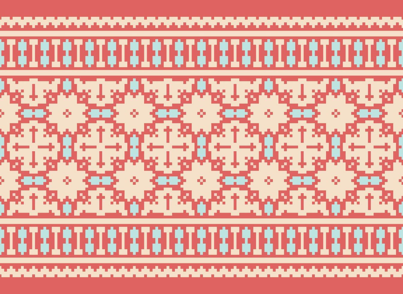 A Floral pixel art pattern on grey background.geometric ethnic oriental embroidery vector illustration. pixel style, abstract background, cross stitch.design for texture, fabric, cloth, scarf, print
