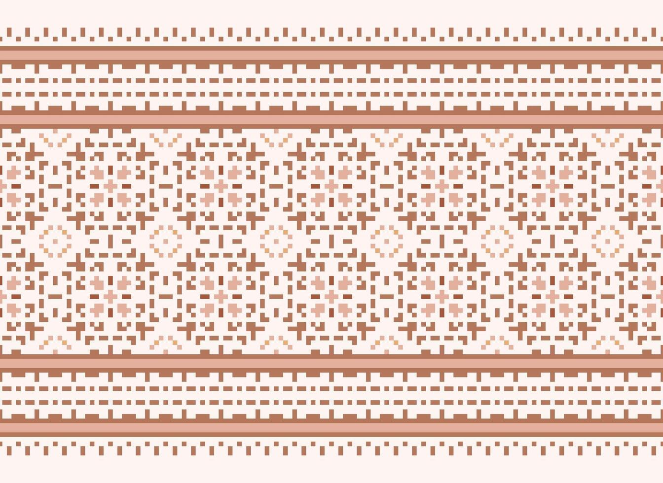 un floral píxel Arte modelo en gris fondo.geometrico étnico oriental bordado vector ilustración. píxel estilo, resumen fondo, cruzar puntada.diseño para textura, tela, paño, bufanda, impresión