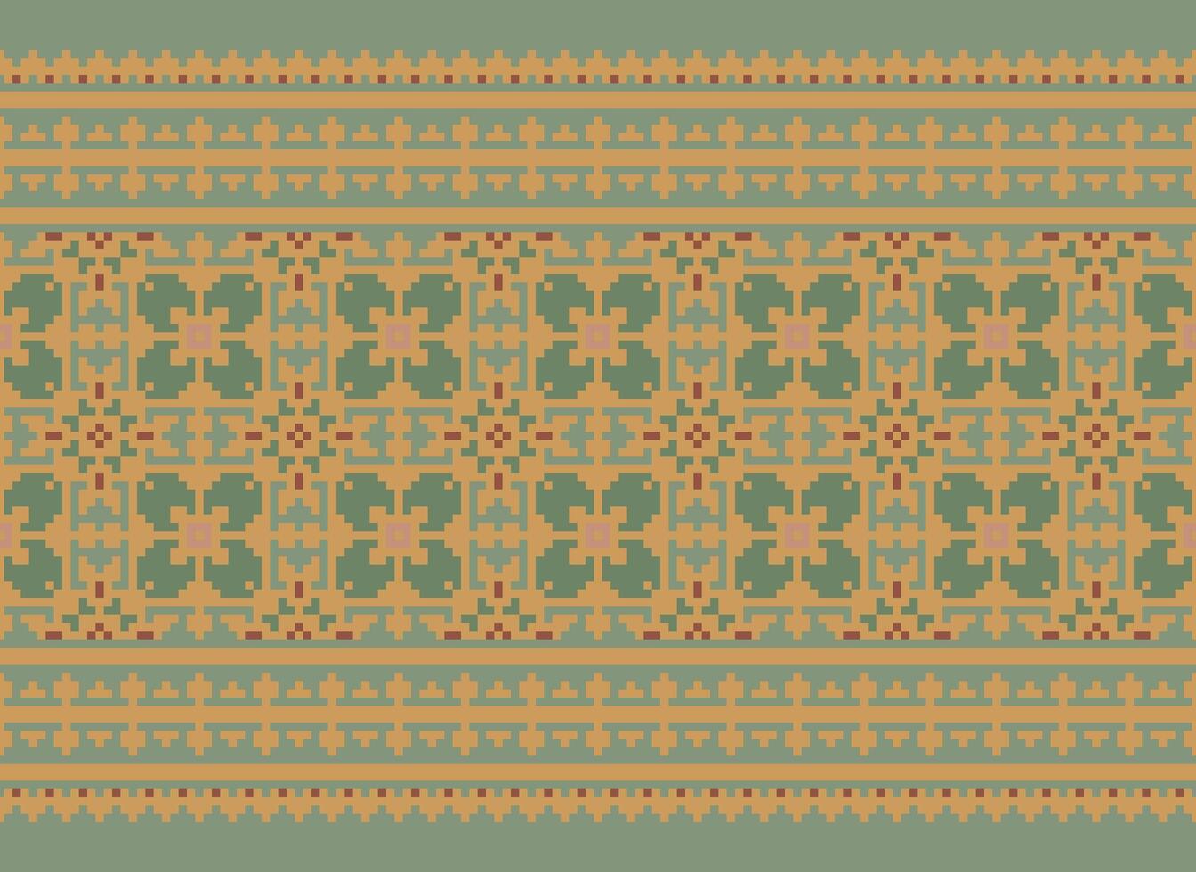 Pixel Ethnic pattern vector background. seamless pattern traditional, Design for background, wallpaper, Batik, fabric, carpet, clothing, wrapping, and textile.ethnic pattern Vector illustration.