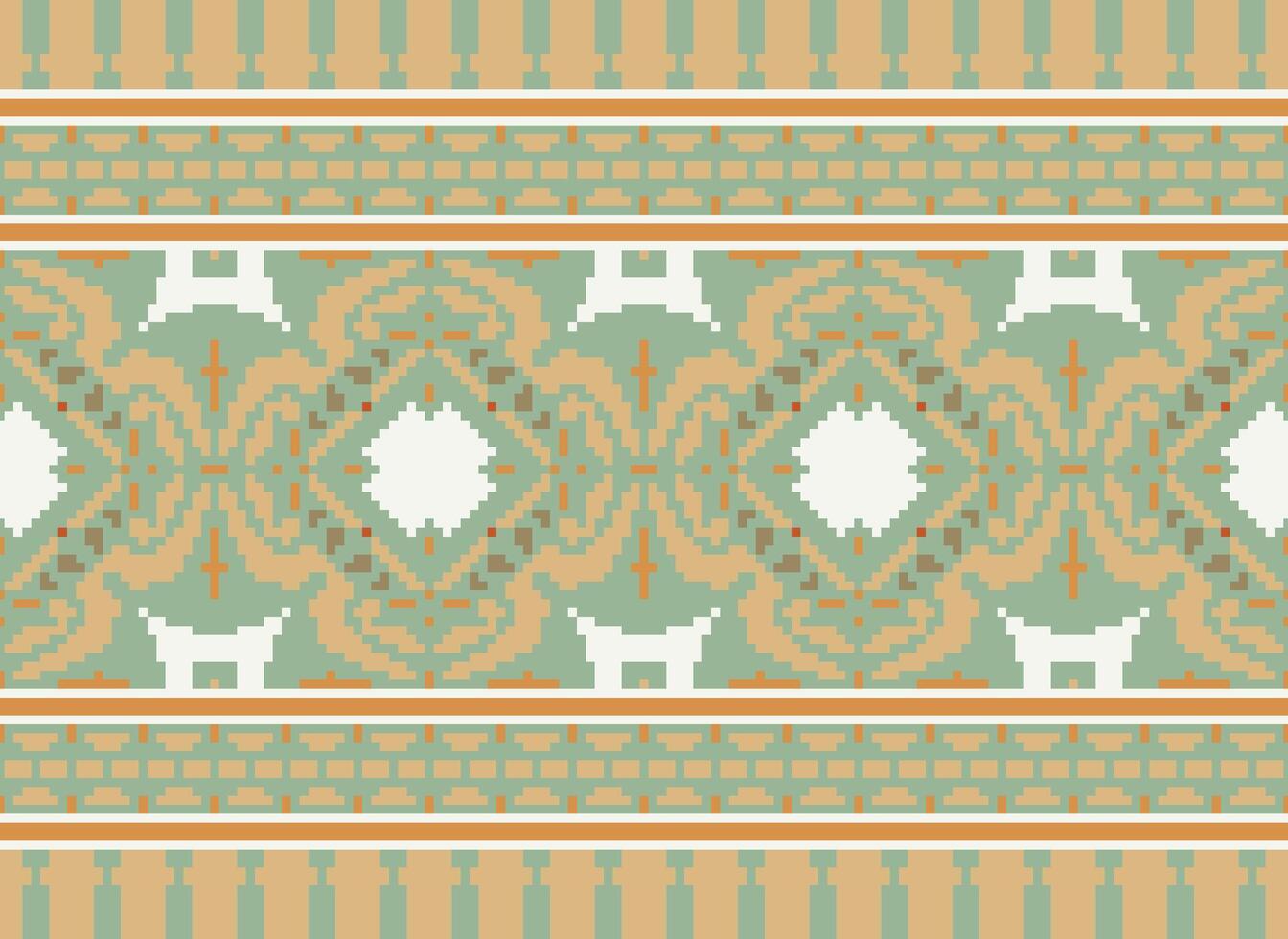 Pixel Ethnic pattern vector background. seamless pattern traditional, Design for background, wallpaper, Batik, fabric, carpet, clothing, wrapping, and textile.ethnic pattern Vector illustration.