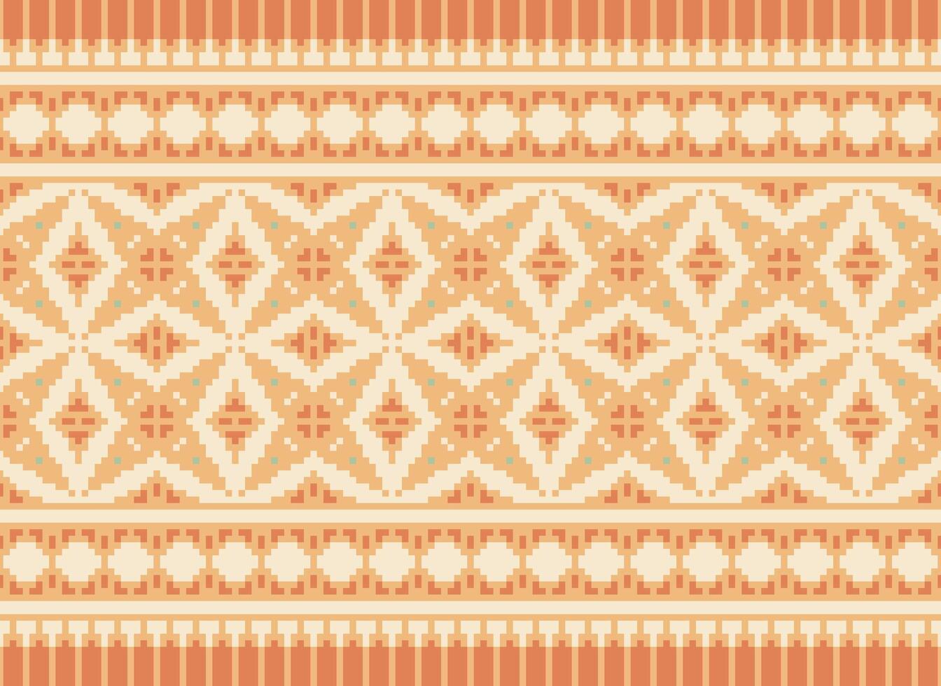Pixel Embroidery ethnic pattern, Vector Geometric ornate background, Cross stitch retro zigzag style, pattern knitting continuous, Design for textile, fabric, ceramic, digital print