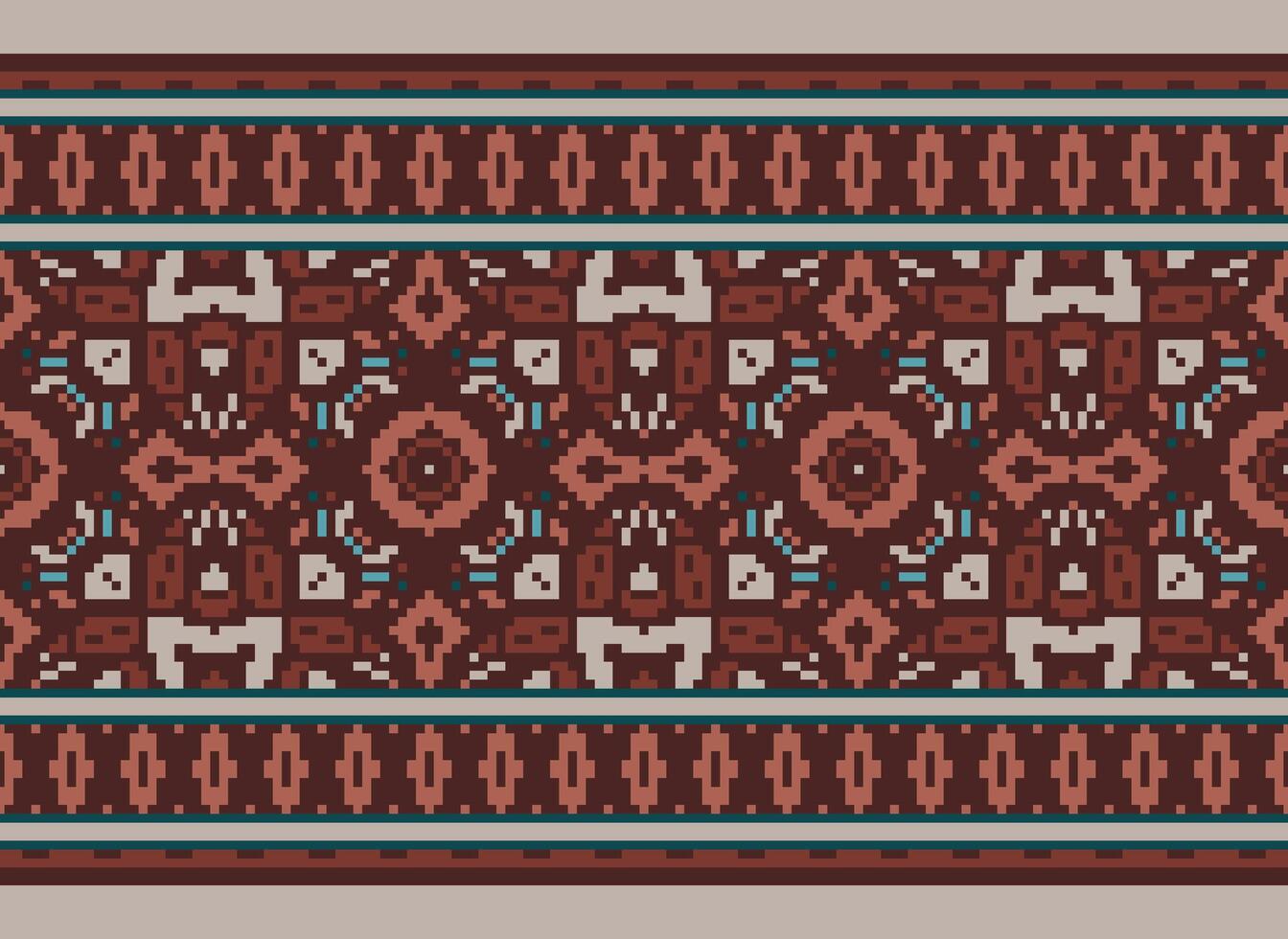 Nature vintages cross stitch traditional ethnic pattern paisley flower Ikat background abstract Aztec African Indonesian Indian seamless pattern for fabric print cloth dress carpet curtains and sarong vector