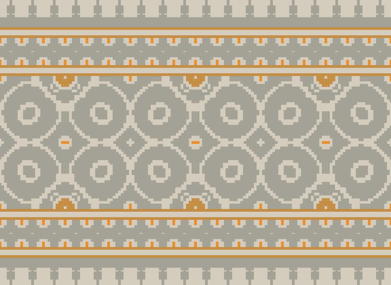 Pixel Embroidery ethnic pattern, Vector Geometric ornate background, Cross stitch retro zigzag style, pattern knitting continuous, Design for textile, fabric, ceramic, digital print